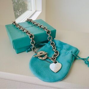 Tiffany & Co Heart Tag Toggle Necklace Sterling Silver 925 Classic Chain